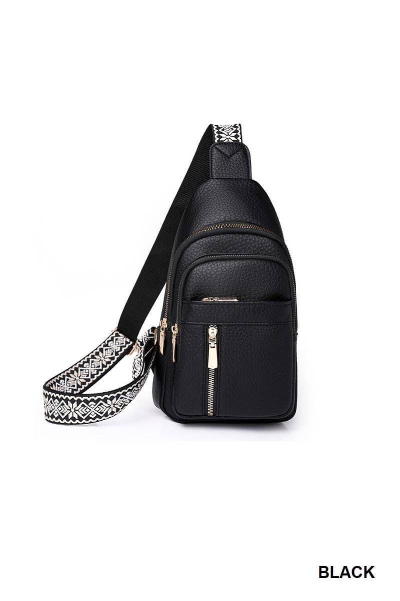 Vegan Leather Crossbody Sling Bag : (ONE SIZE)