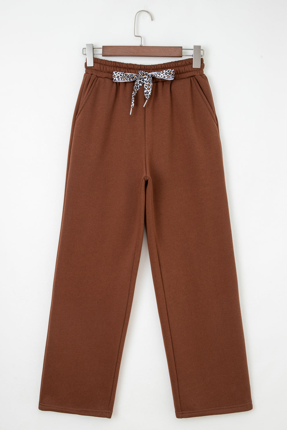 Black Leopard Drawstring Winter Fleece Pants