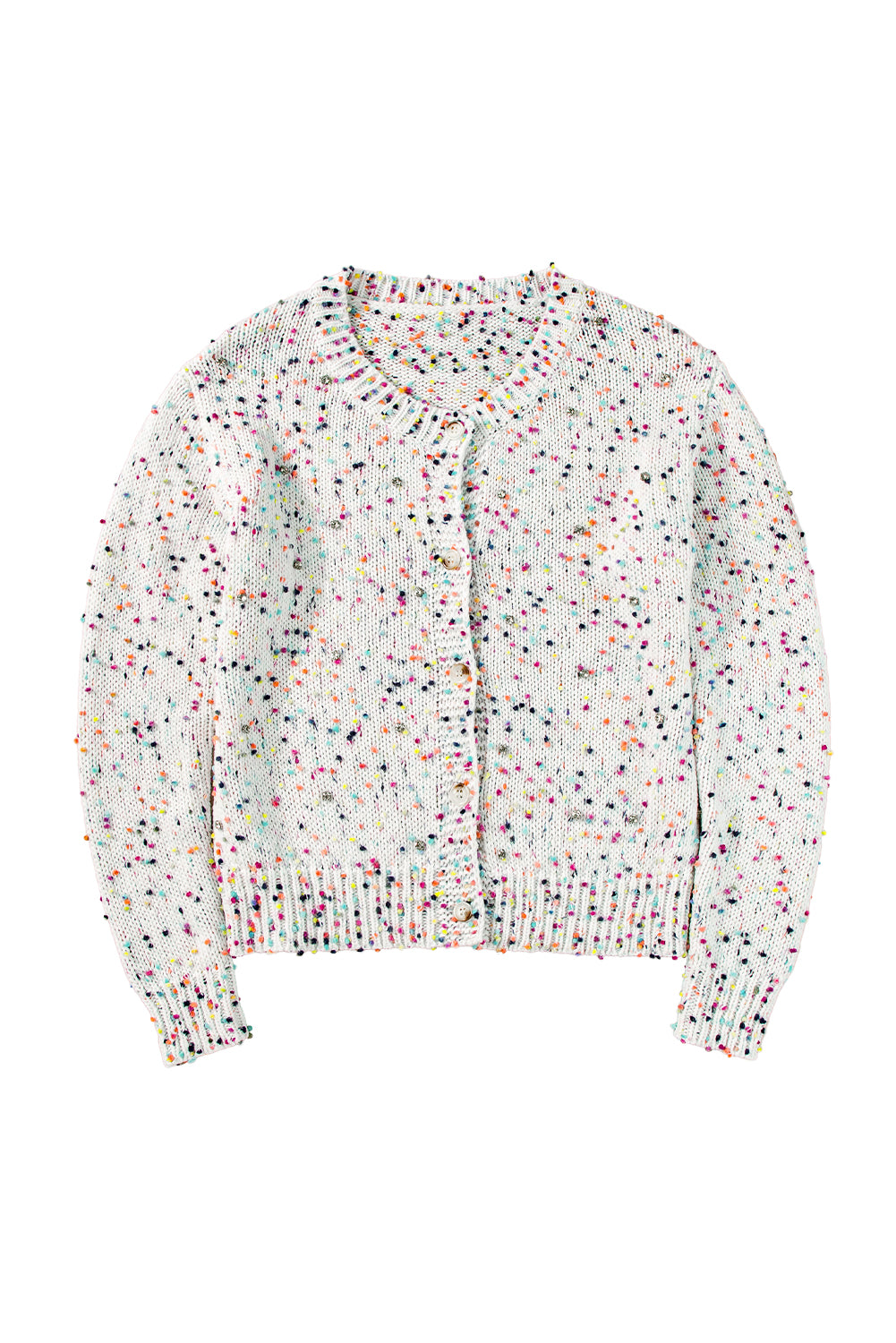 Apricot Confetti Knit Cropped Open Front Cardigan