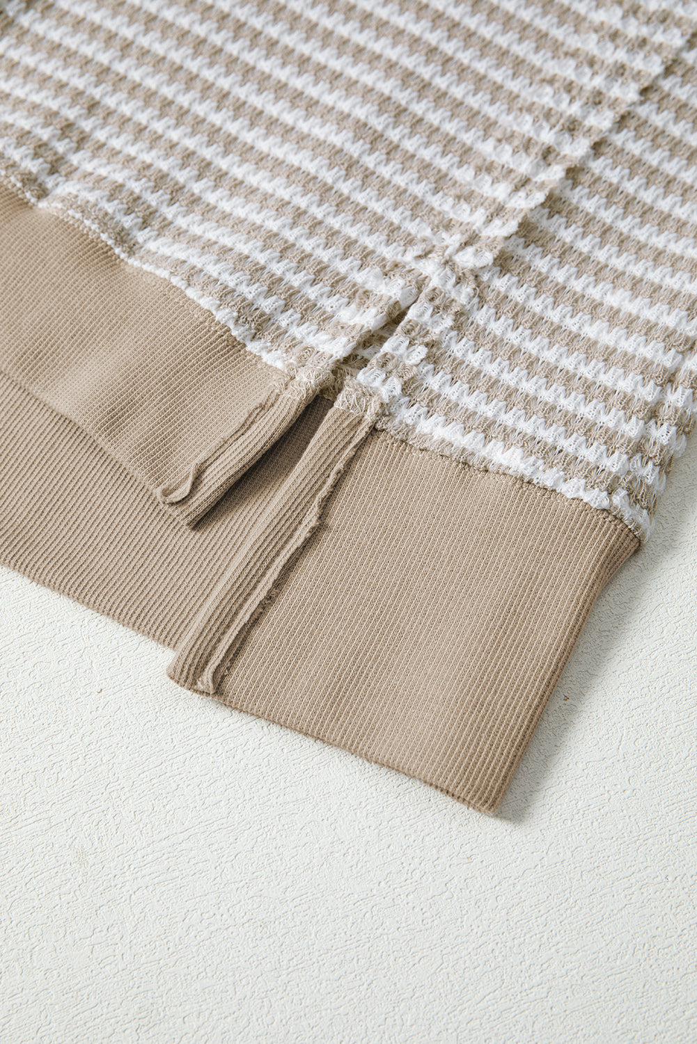 Red Stripe Ribbed Trim Drop Shoulder Long Sleeve Oversized Top