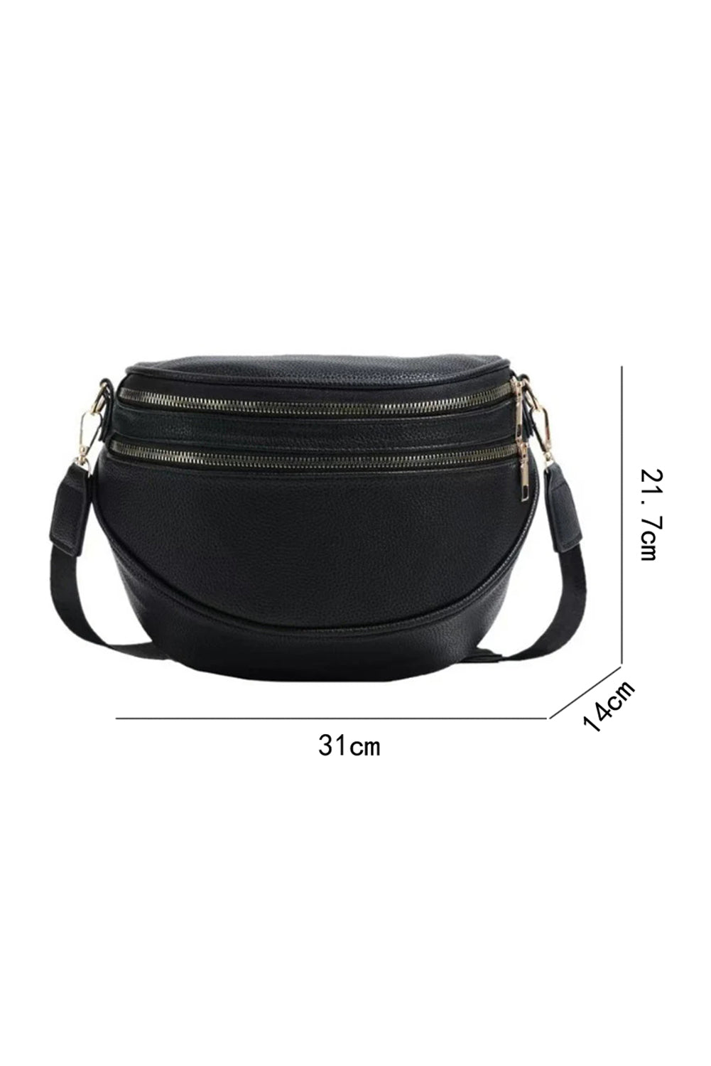 Parchment PU Leather Double Zipper Crossbody Bag