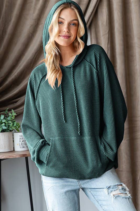 Long Puff Sleeve Drawstring Hoodie