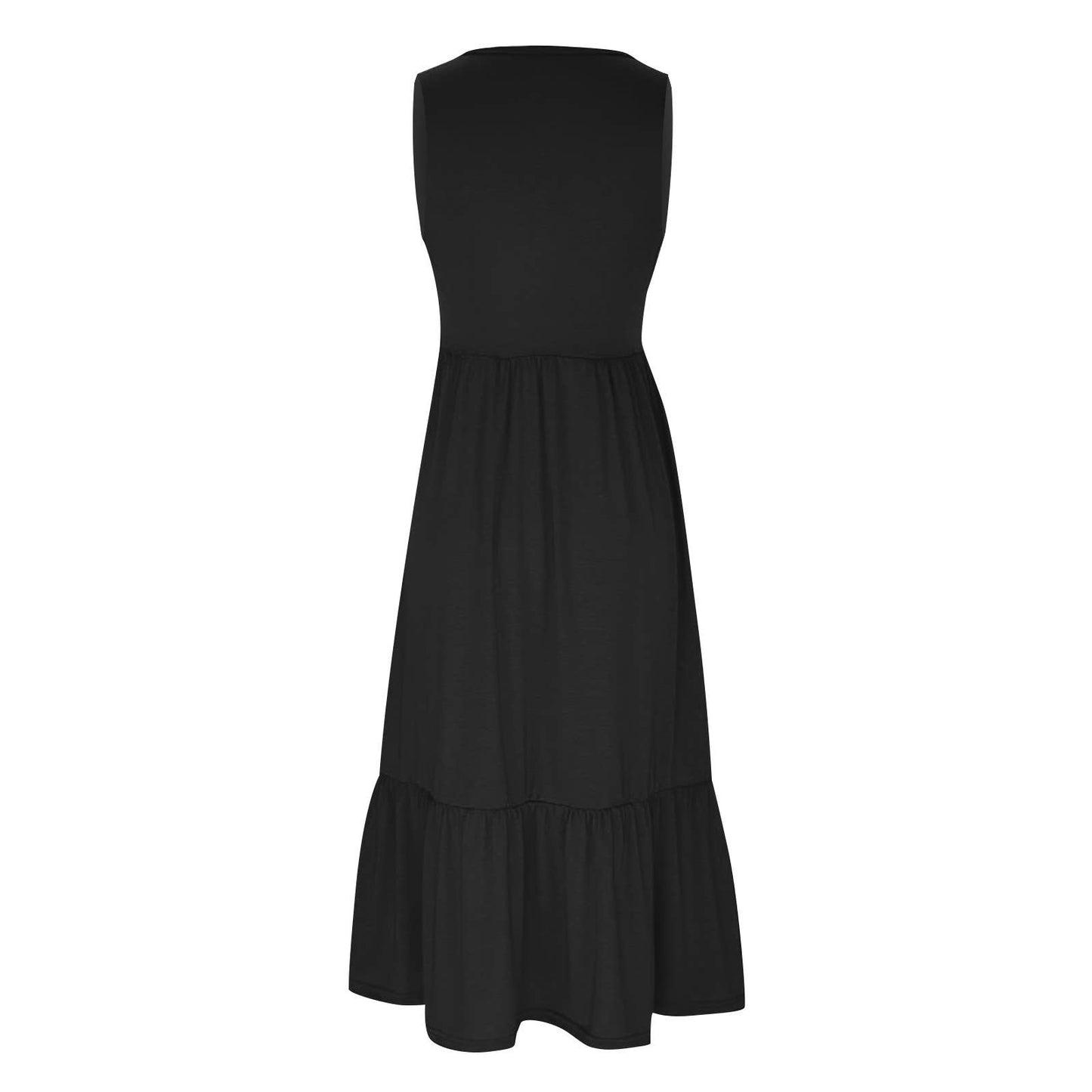 Ladies Sleeveless Simple Midi Dress, Pockets