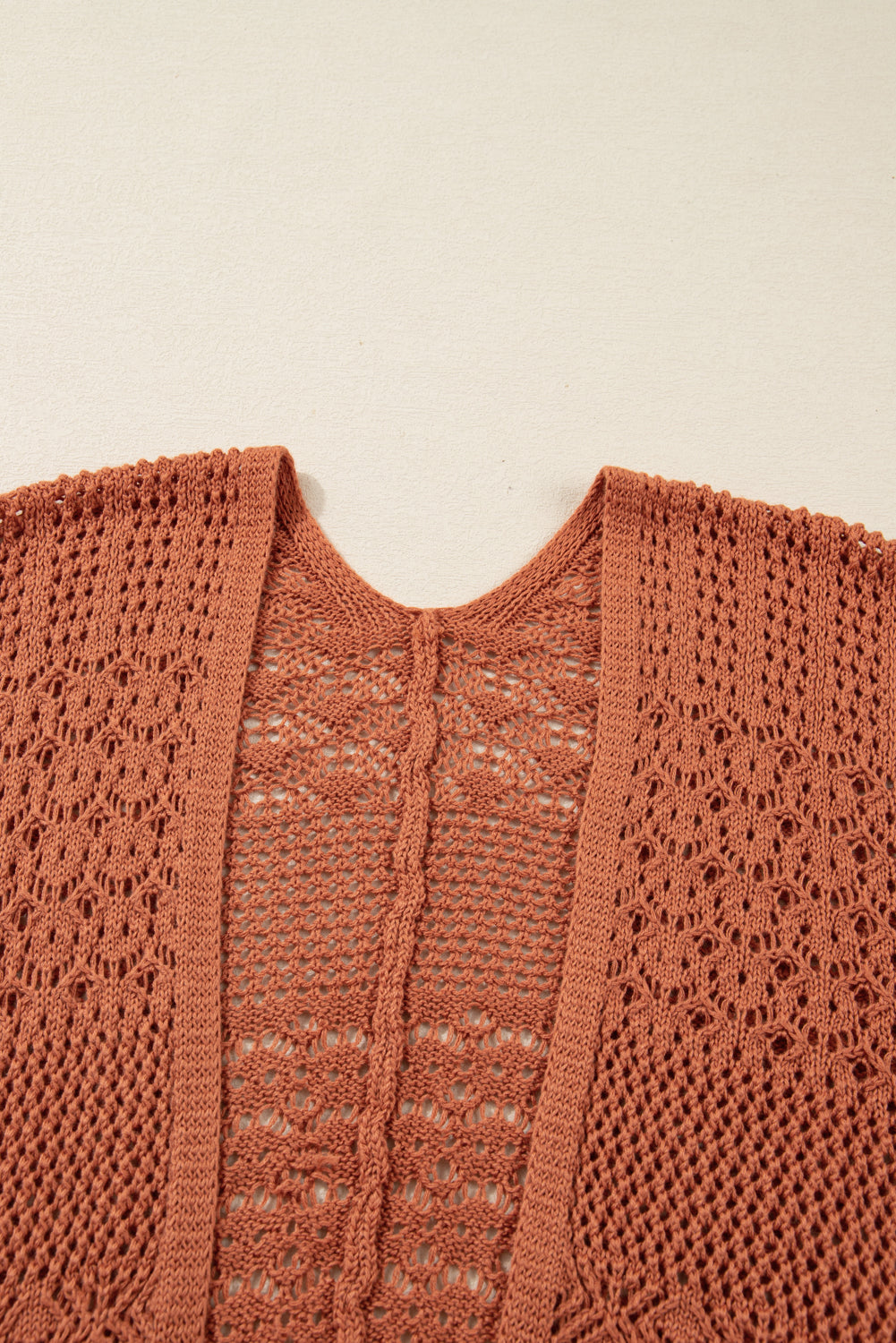 Redwood Burl Mixed Pattern Knitted Open Front Plus Size Cardigan