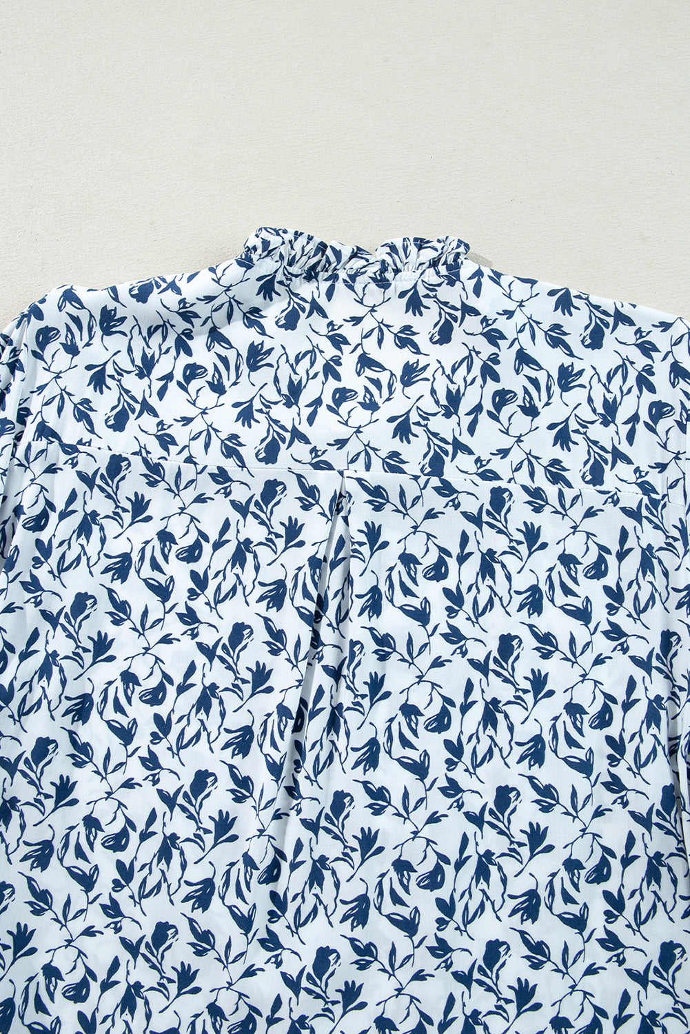 Khaki Printed Floral Print Lace Detail Puff Sleeve Fall Shirt