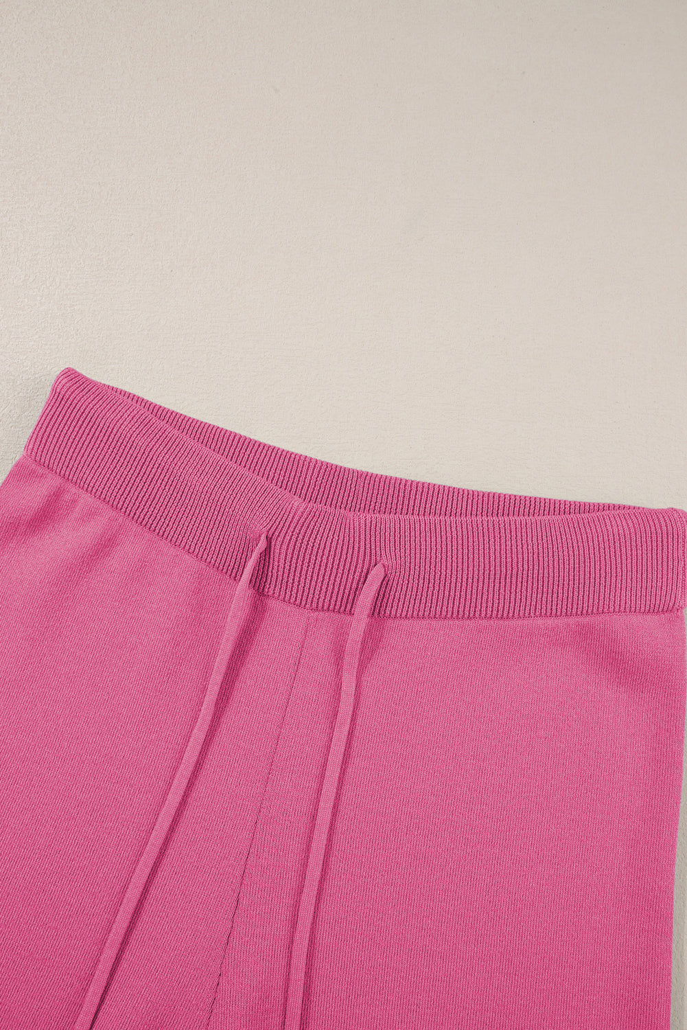 Bright Pink Loose Contrast Trim Half Sleeve Top and Drawstring Pants Set