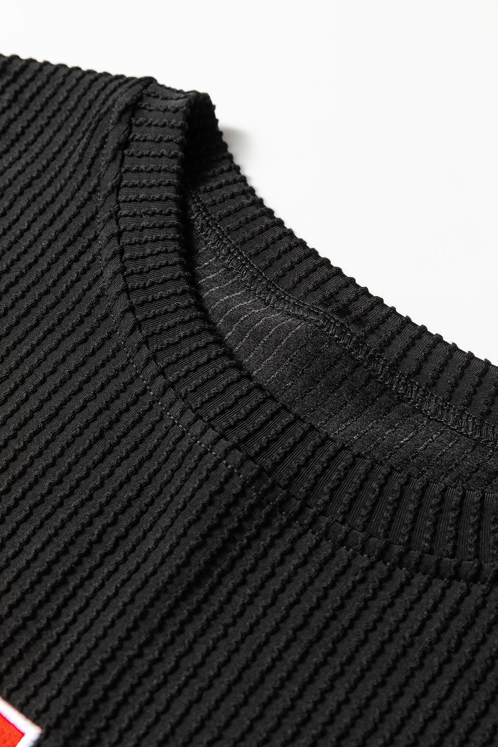 Evergreen Crinkle Rib JOLLY Pattern Long Sleeve Top and Pockets Pants Set