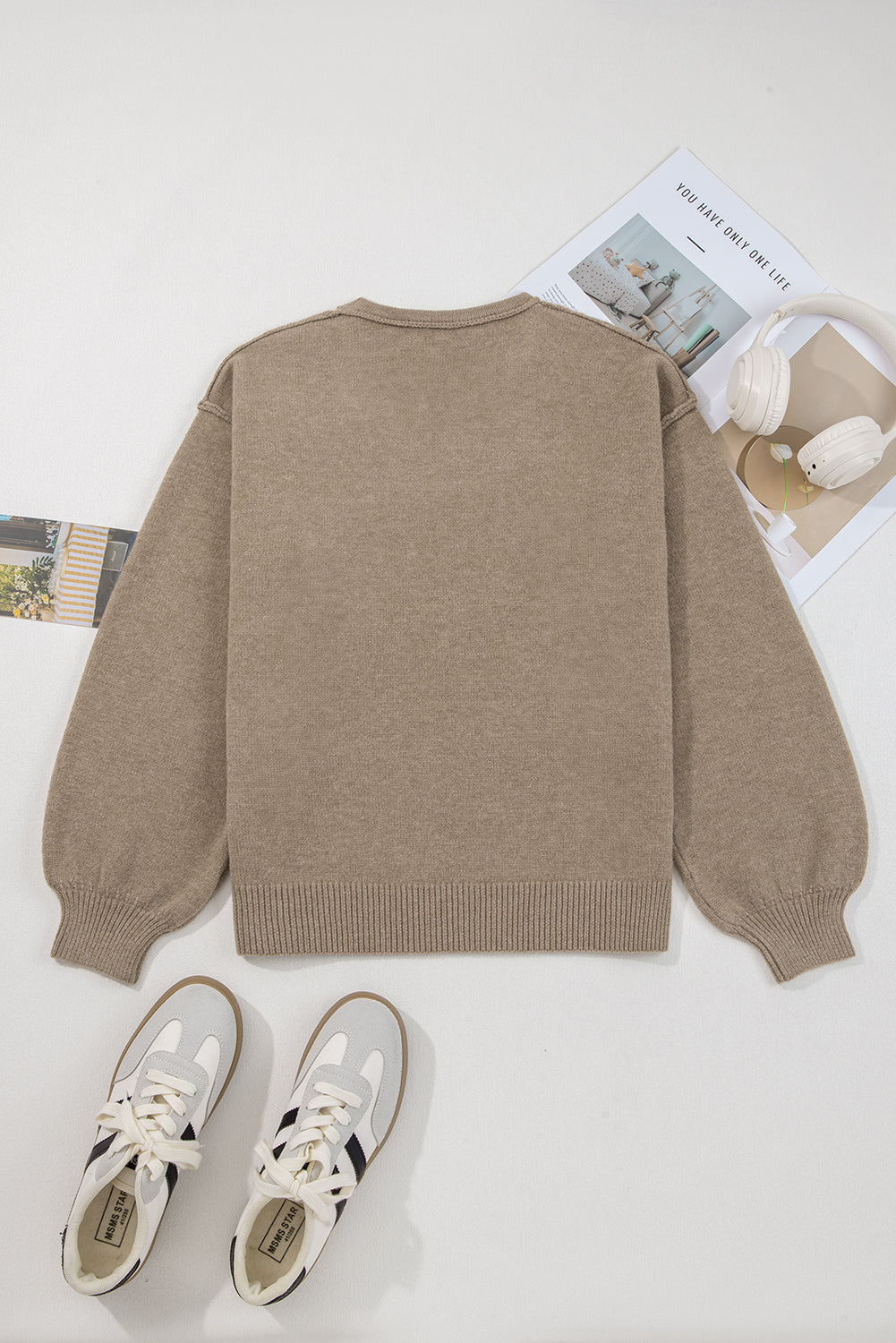 Dark Khaki Pocket Pullover Sweater