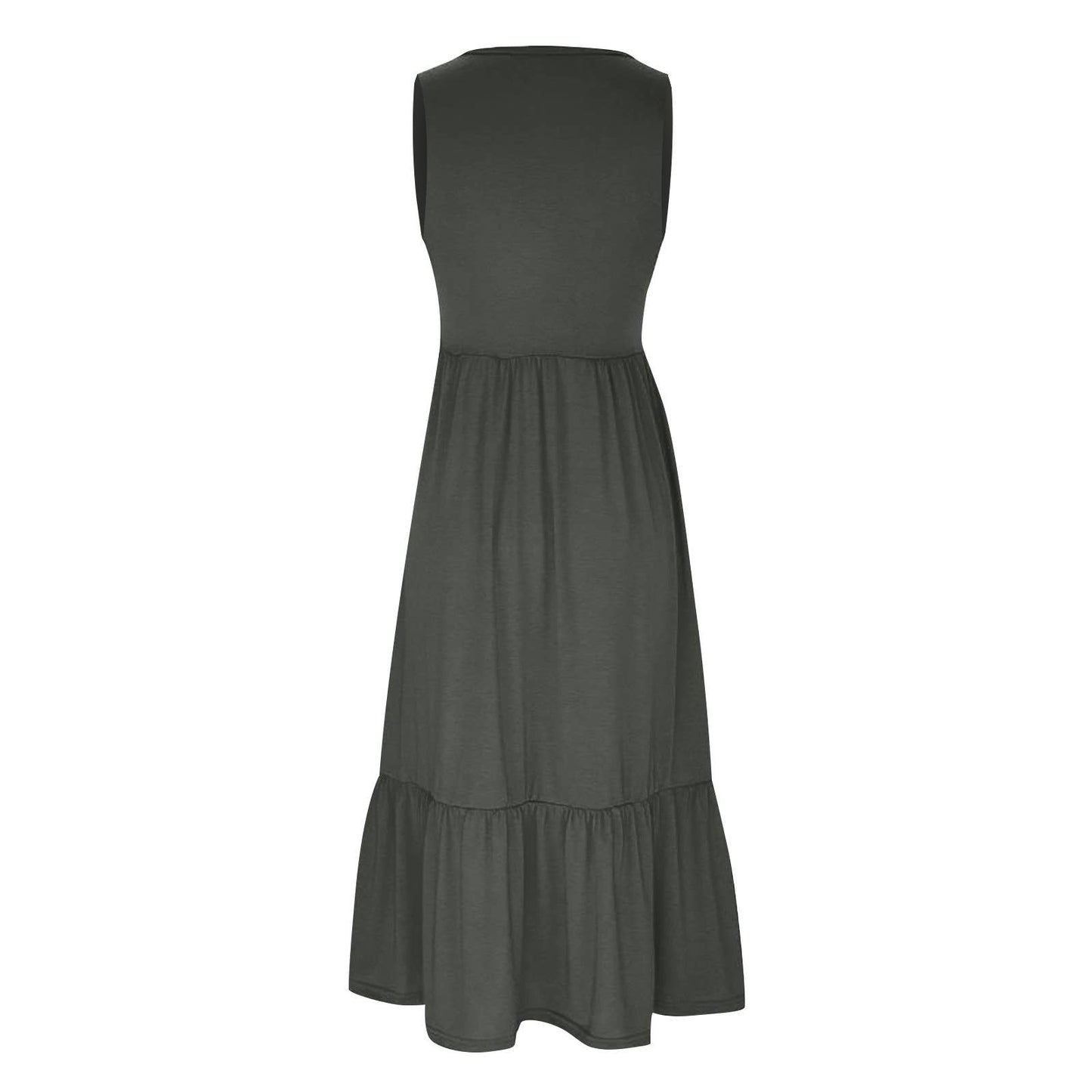 Ladies Sleeveless Simple Midi Dress, Pockets