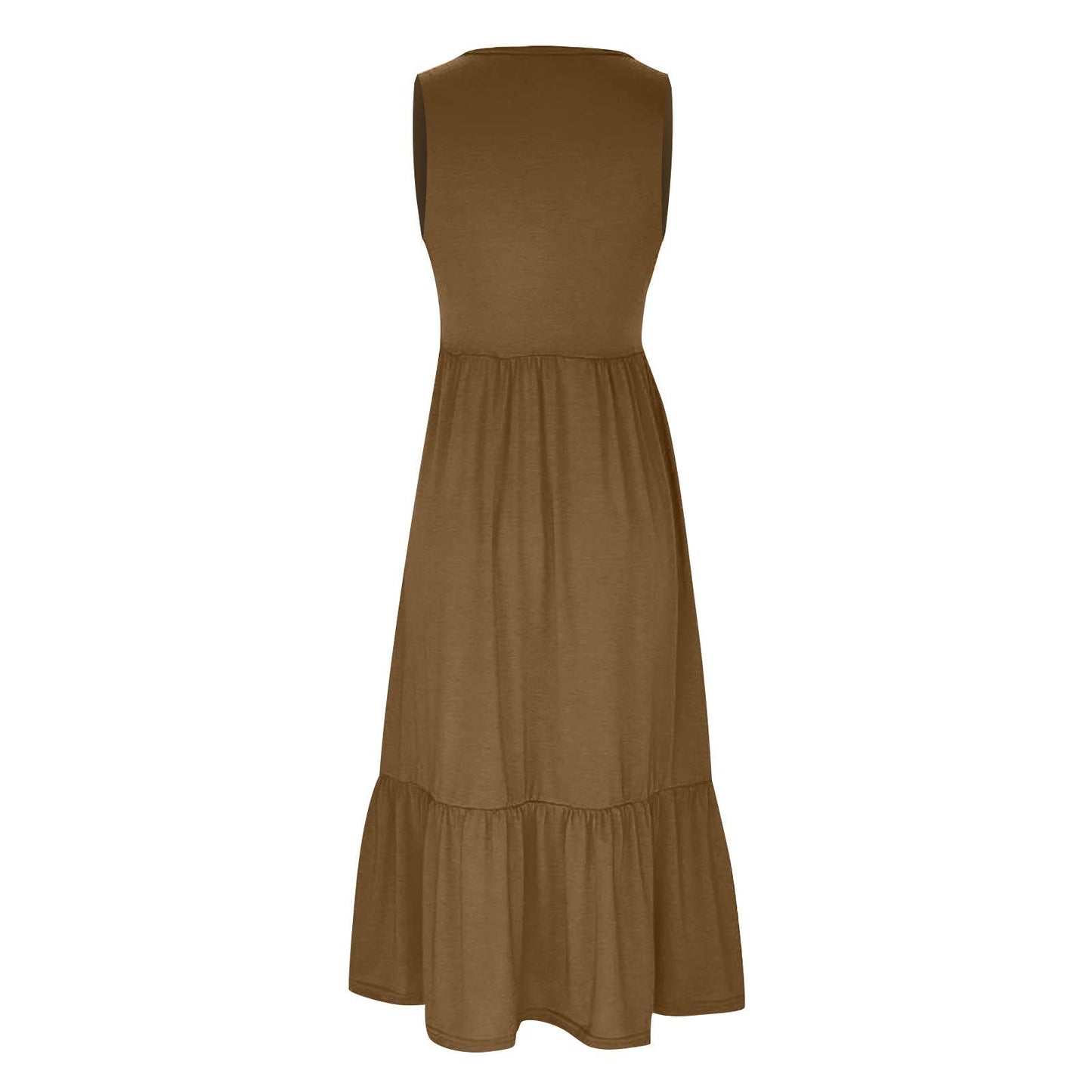 Ladies Sleeveless Simple Midi Dress, Pockets