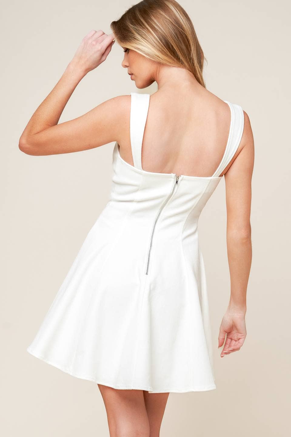 A solid woven mini dresss - ID22281: WHITE DENIM / Contemporary / L