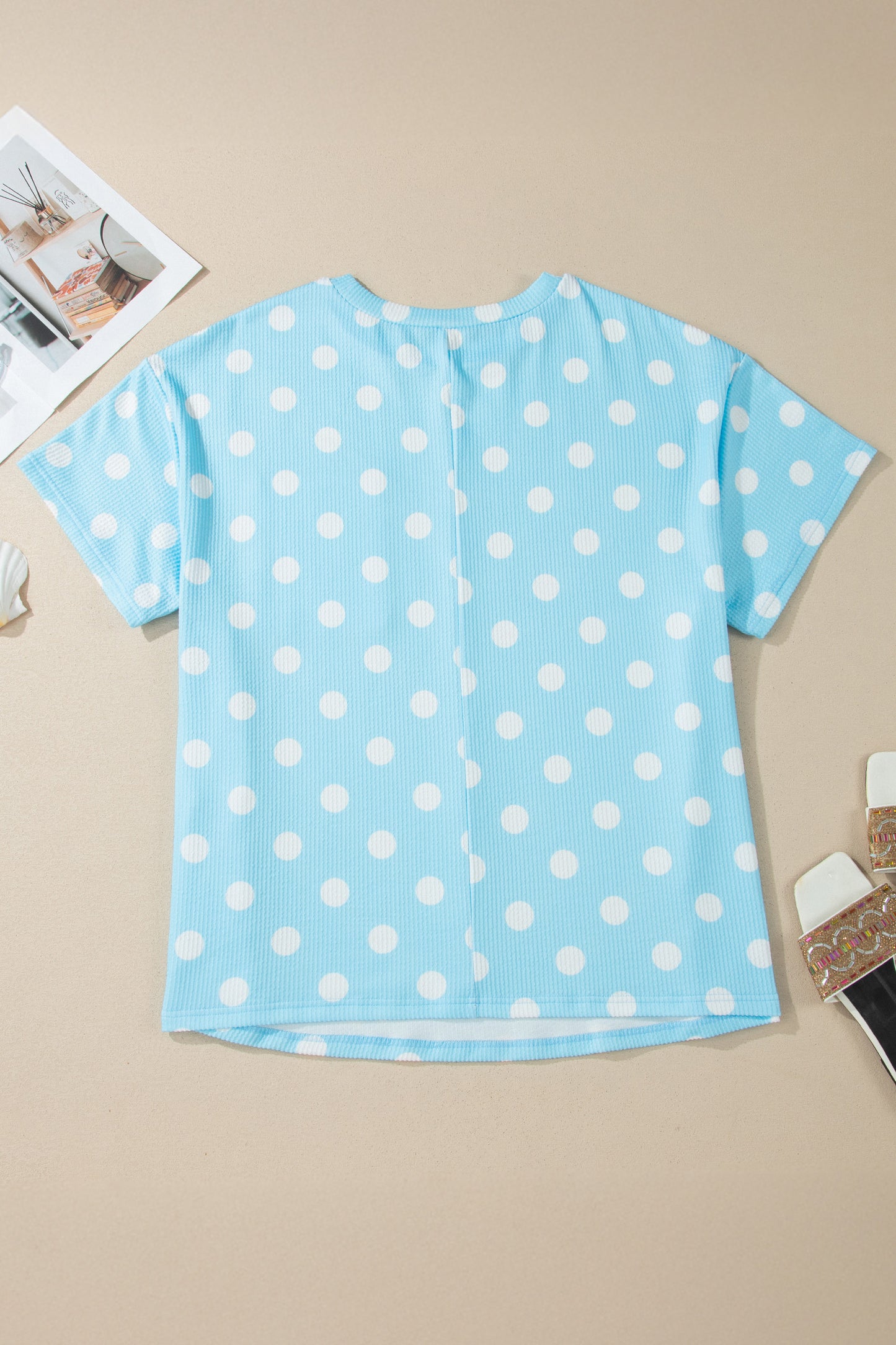 Pink Twisted Rib Polka Dot Print Plus Size T Shirt