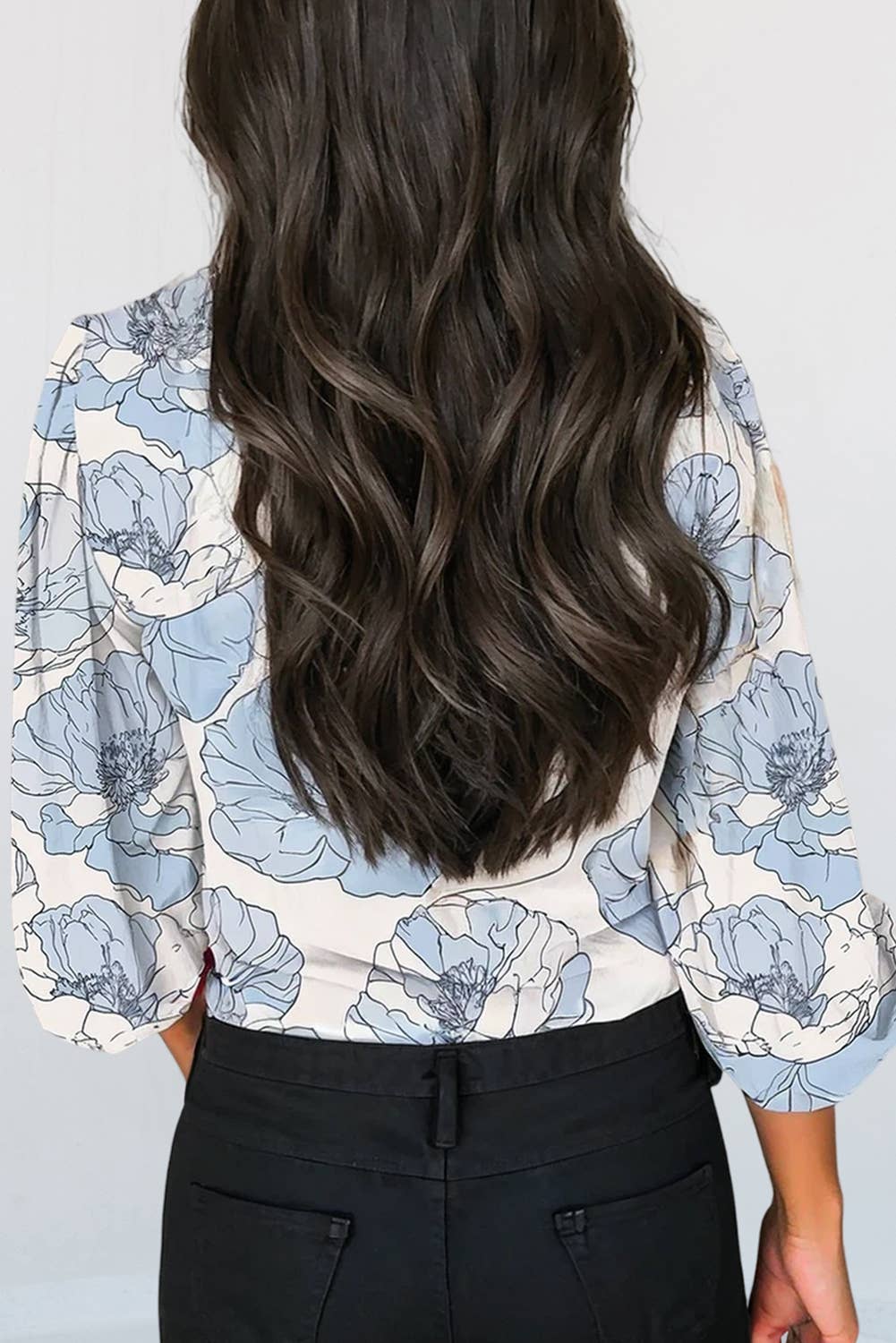 Sassy Floral Frilly Smocked Long Sleeve Blouse
