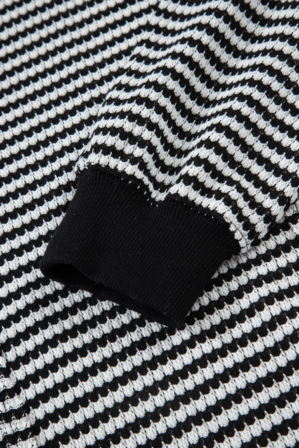 Red Stripe Ribbed Trim Drop Shoulder Long Sleeve Oversized Top