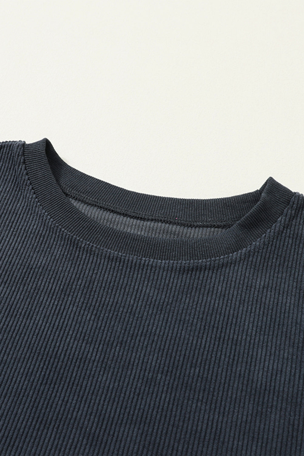 Apricot Drop Shoulder Crinkle Rib Oversized Sweatshirt