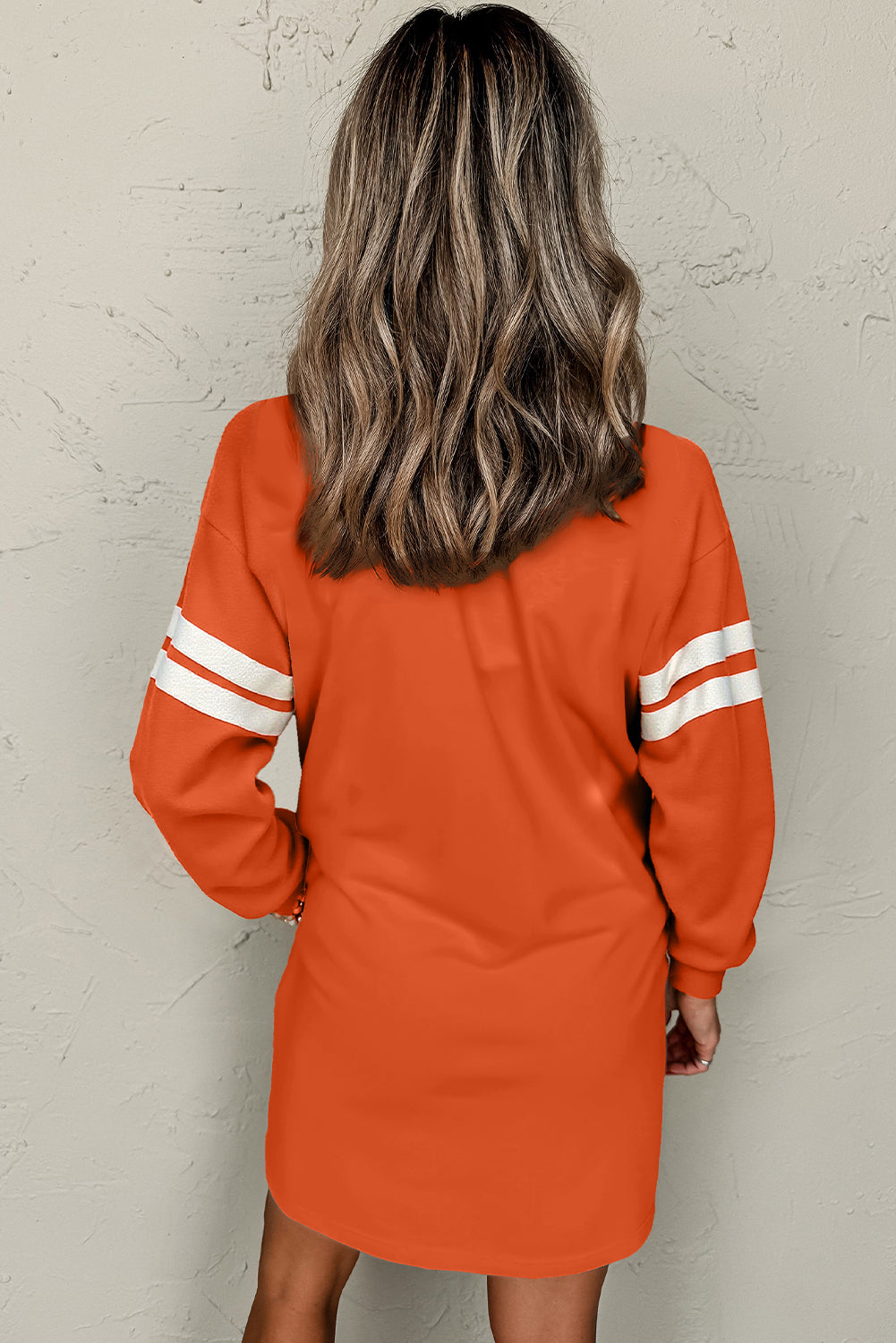 Fiery Red Preppy Striped Sleeve Loose Mini Dress