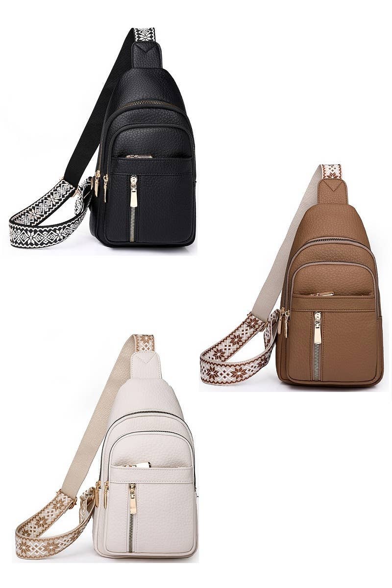 Vegan Leather Crossbody Sling Bag : (ONE SIZE)