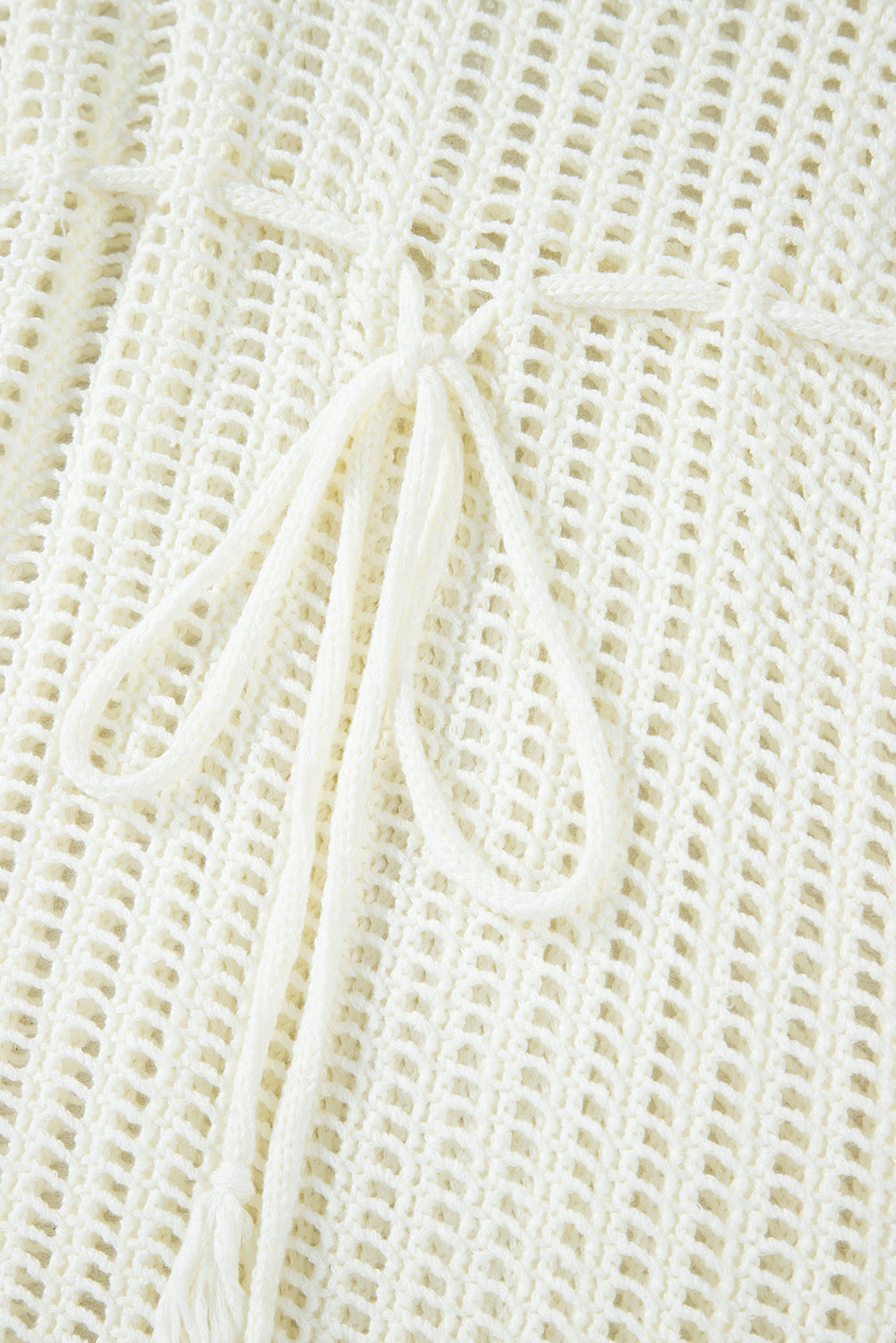 White Crochet Fishnet Fringe Hem Beach Cover Up