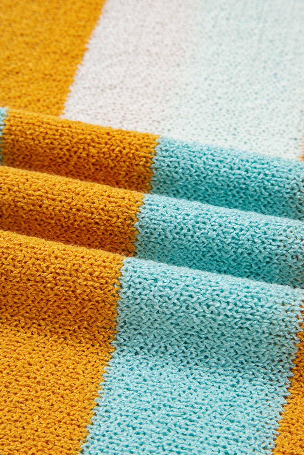 Jurassic Gold Colorblock Striped Pullover Sweater