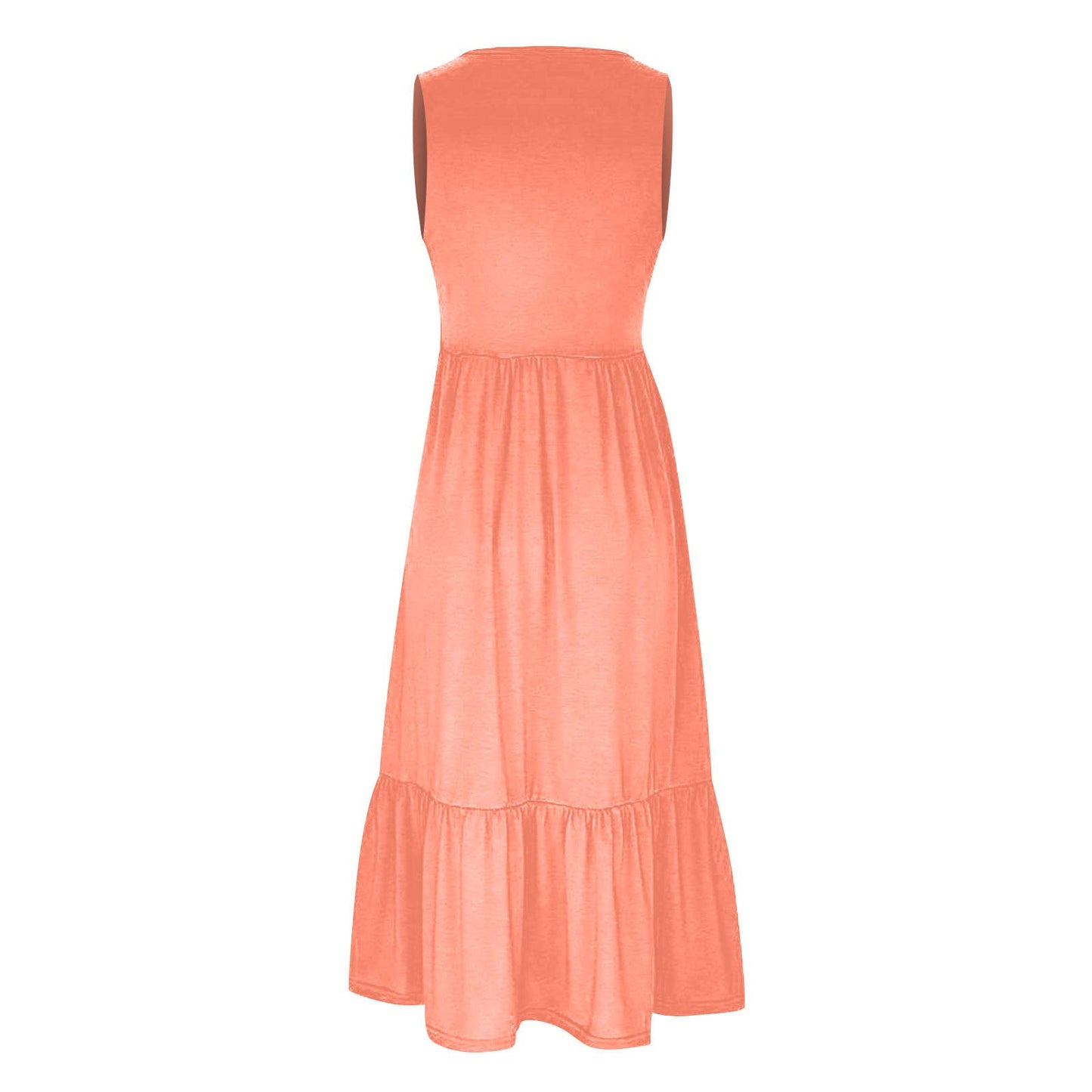 Ladies Sleeveless Simple Midi Dress, Pockets
