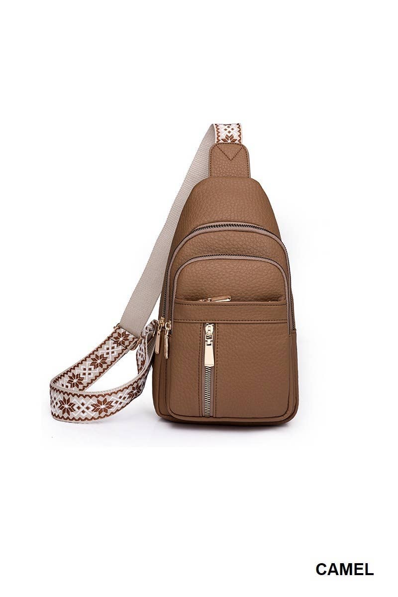 Vegan Leather Crossbody Sling Bag : (ONE SIZE)