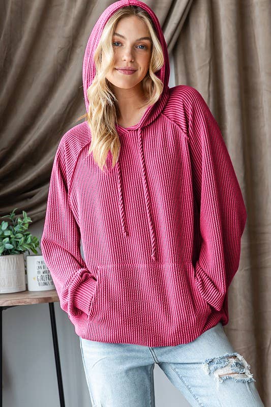 Long Puff Sleeve Drawstring Hoodie