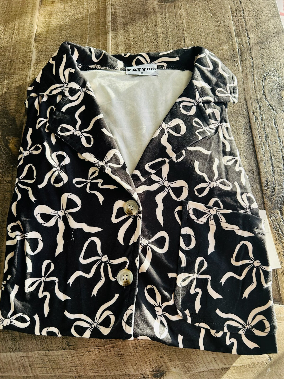 Black Bow Print Pajama Set