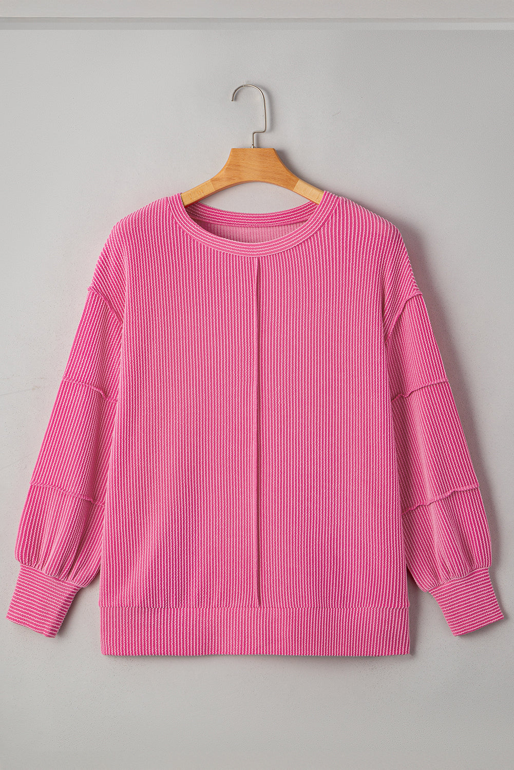 Bonbon Twist Ribbed Exposed Seam Detail Plus Size Top