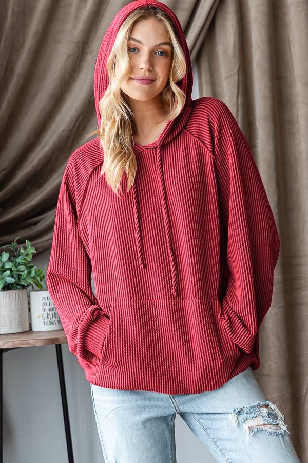 Long Puff Sleeve Drawstring Hoodie