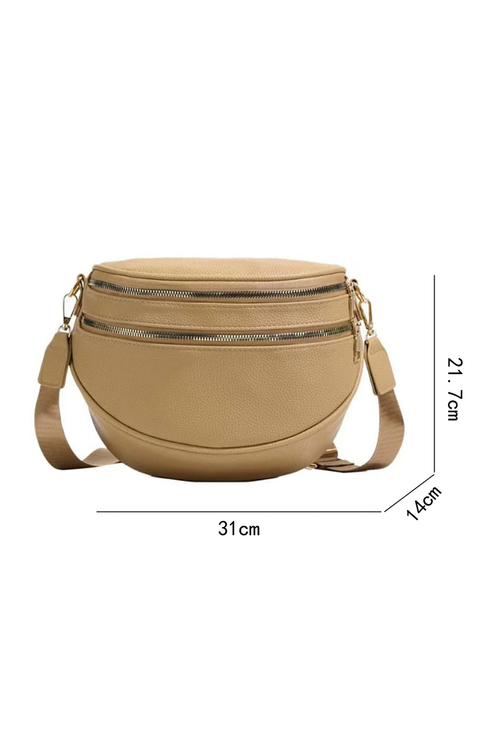 Parchment PU Leather Double Zipper Crossbody Bag