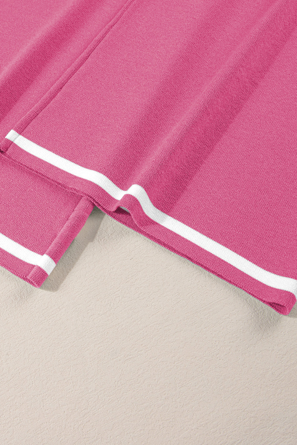 Bright Pink Loose Contrast Trim Half Sleeve Top and Drawstring Pants Set