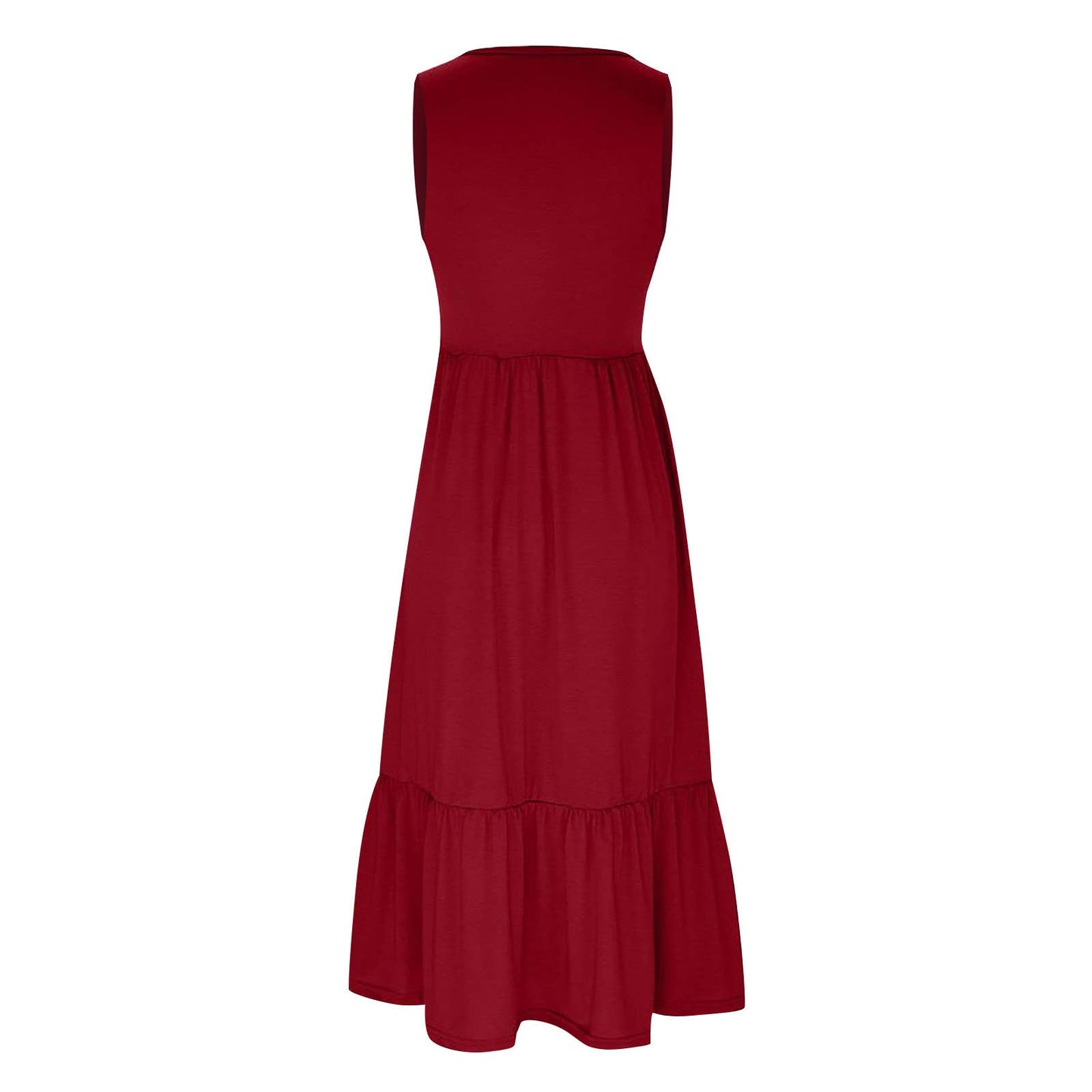 Ladies Sleeveless Simple Midi Dress, Pockets