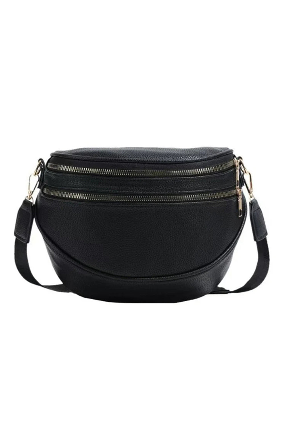 Parchment PU Leather Double Zipper Crossbody Bag