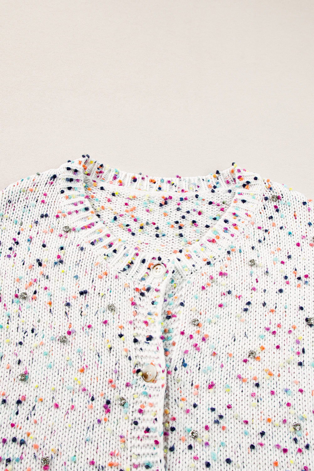 Apricot Confetti Knit Cropped Open Front Cardigan