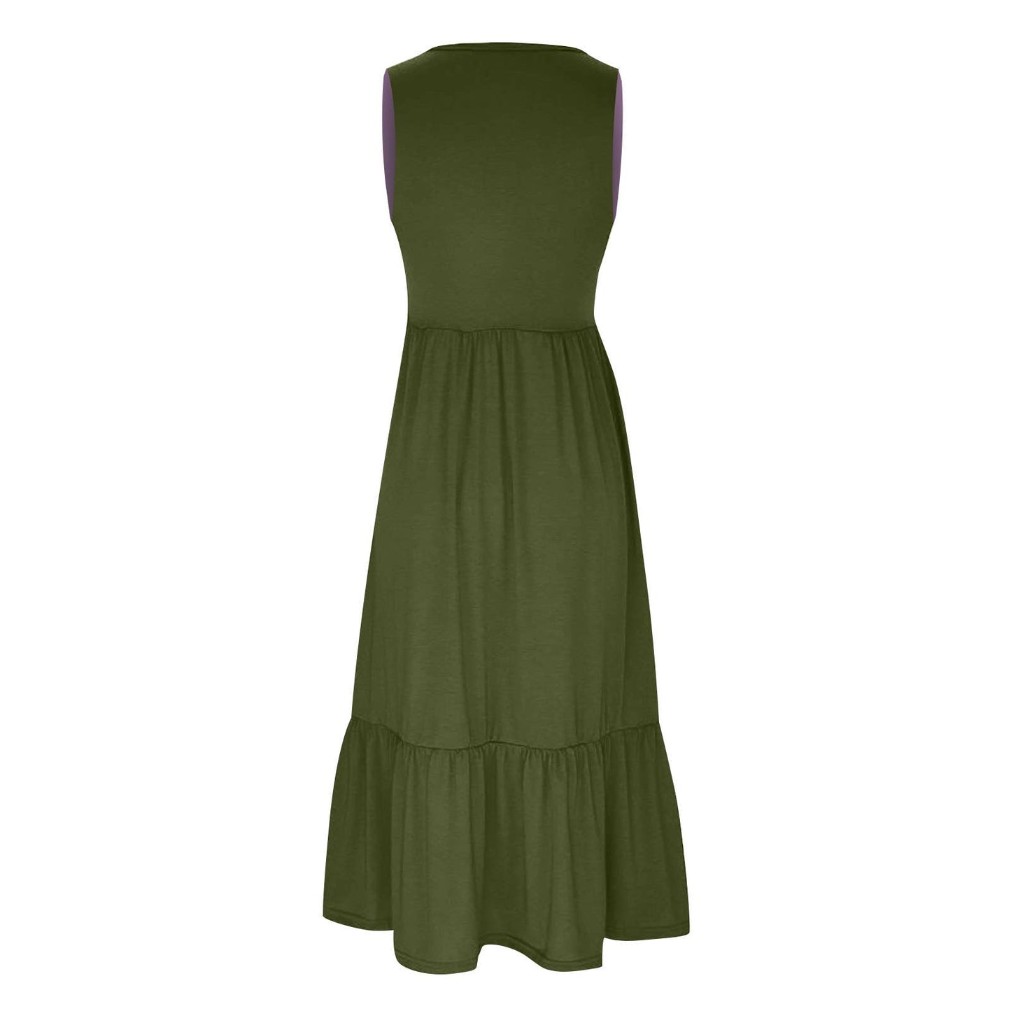 Ladies Sleeveless Simple Midi Dress, Pockets