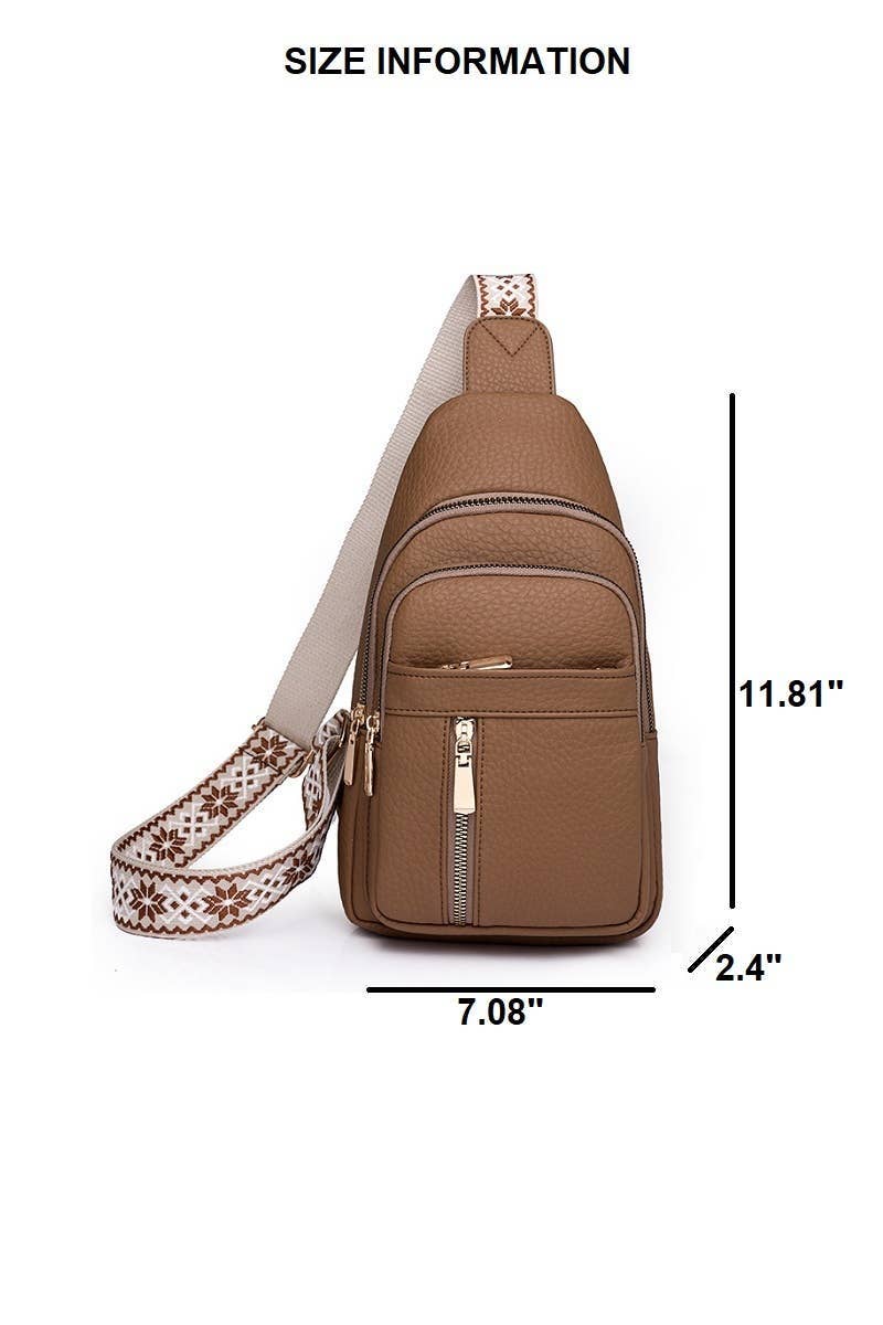 Vegan Leather Crossbody Sling Chest Pack Bag