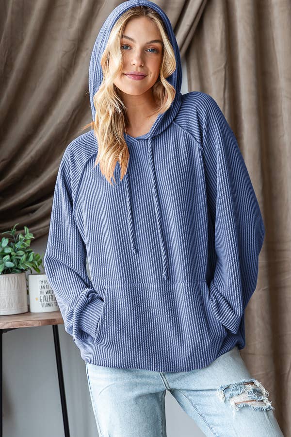 Long Puff Sleeve Drawstring Hoodie