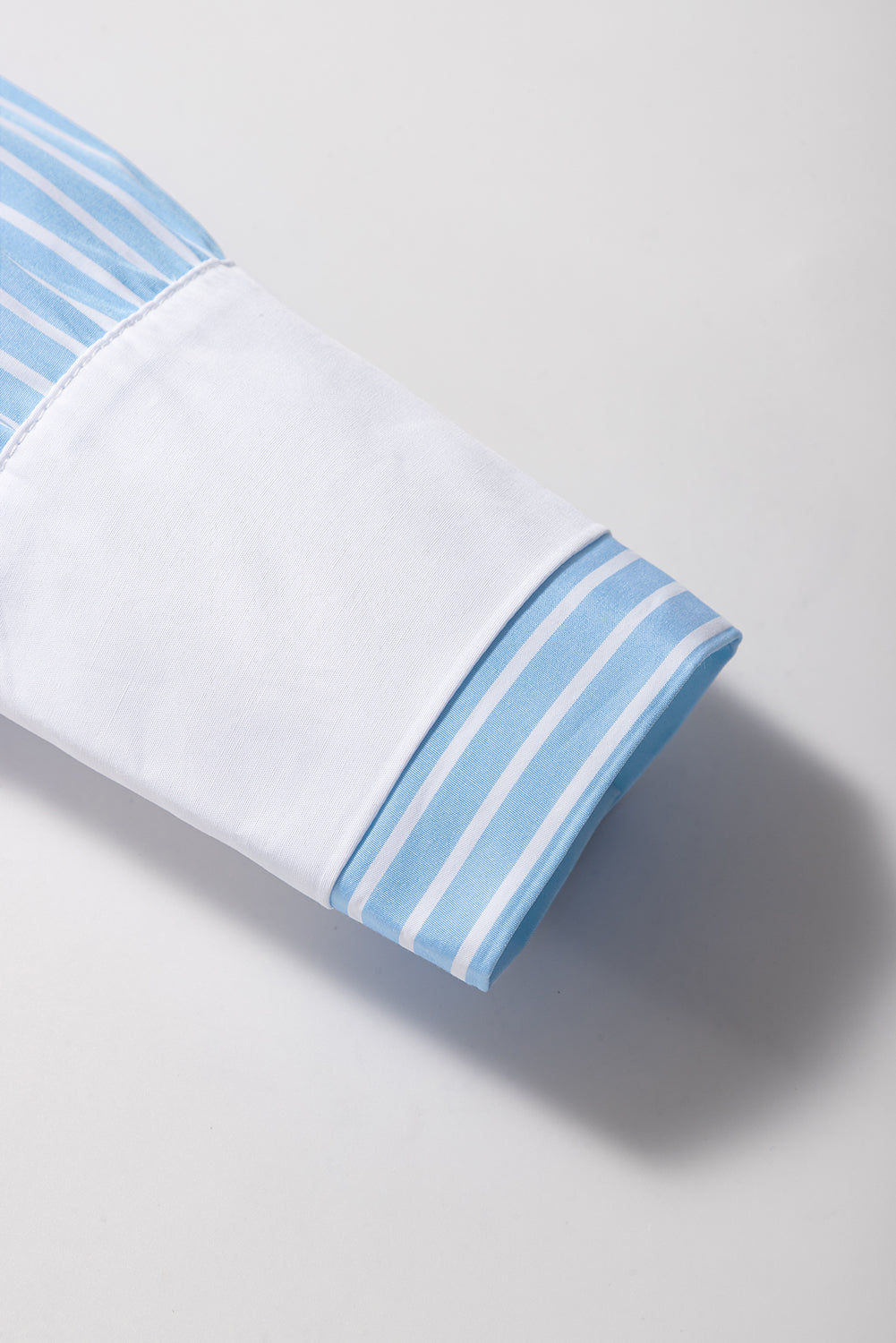 Sky Blue Stripe Contrast Patch Pocket Casual Shirt