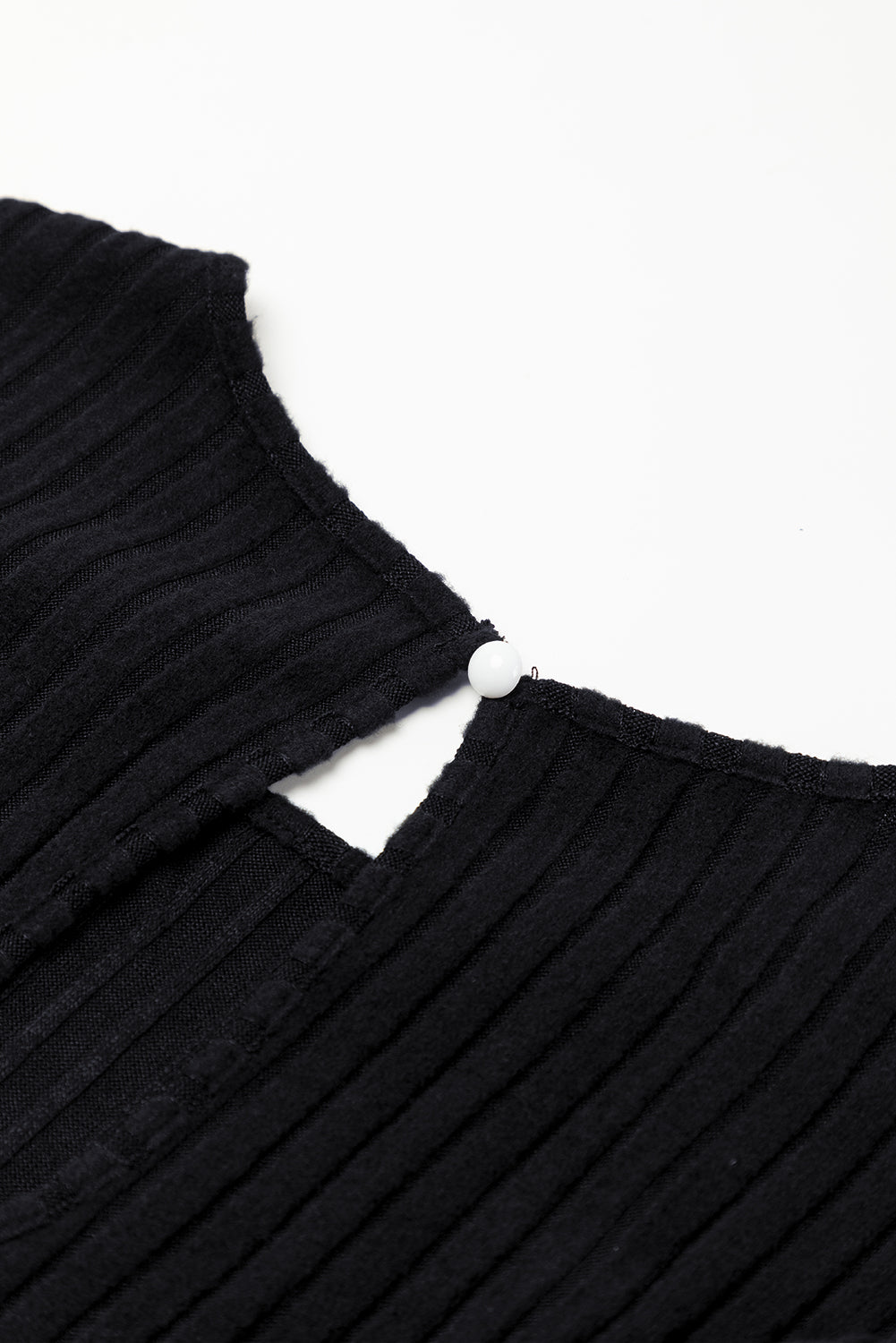 Black Ribbed Keyhole Short Sleeve Wide Leg Jumpsuit