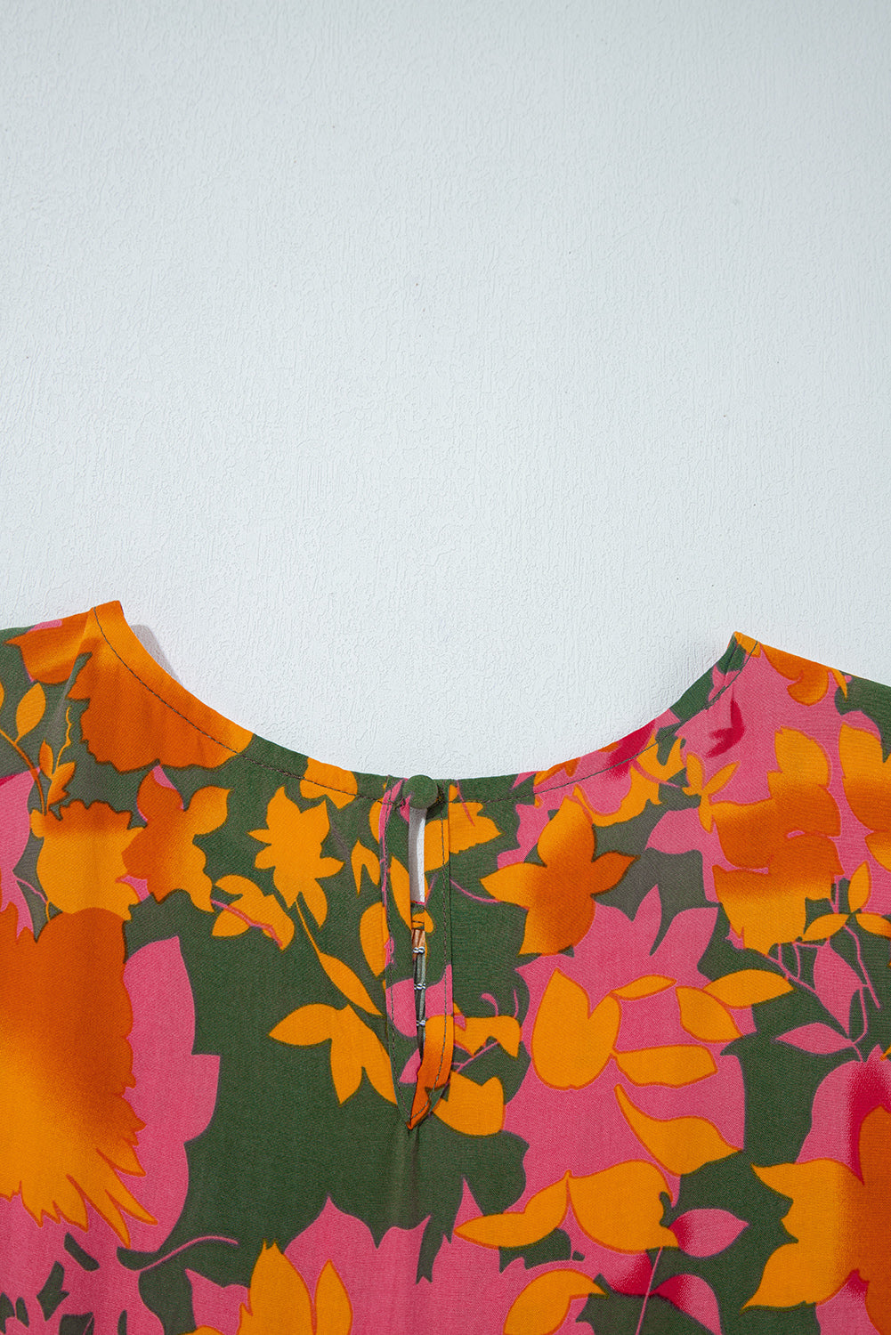 Chestnut Floral Puff Sleeve Smocked Bodice Ruffled Long Dress