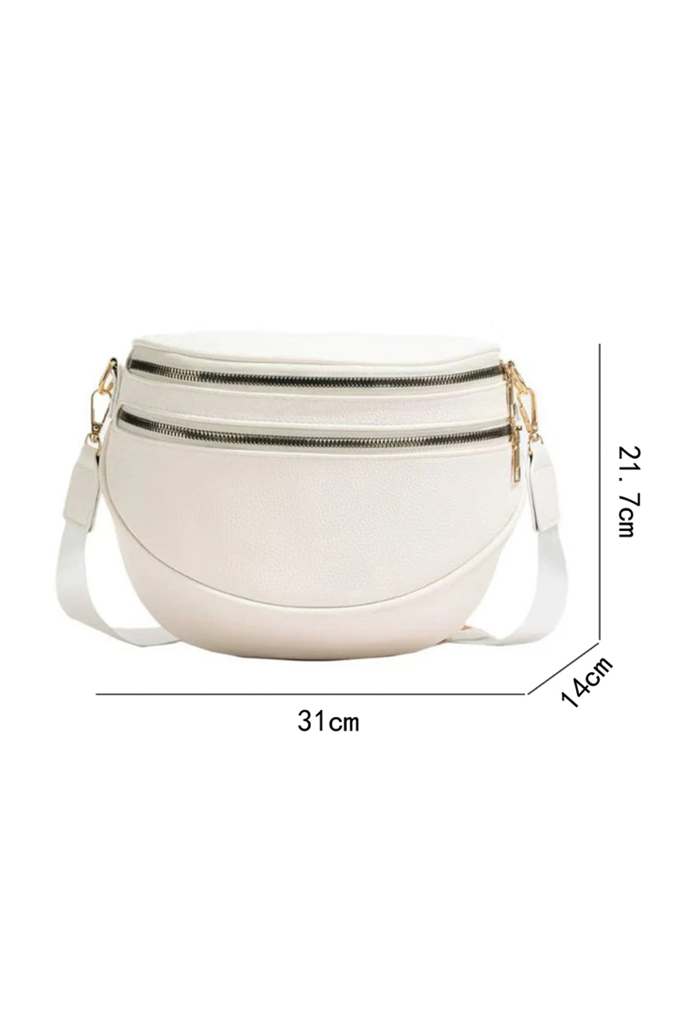 Parchment PU Leather Double Zipper Crossbody Bag