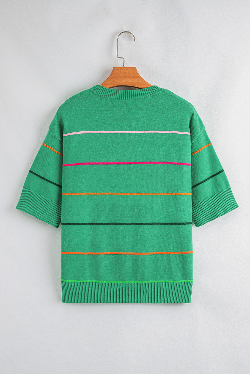 Orchid Petal Striped Half Sleeve Drop Shoulder Sweater