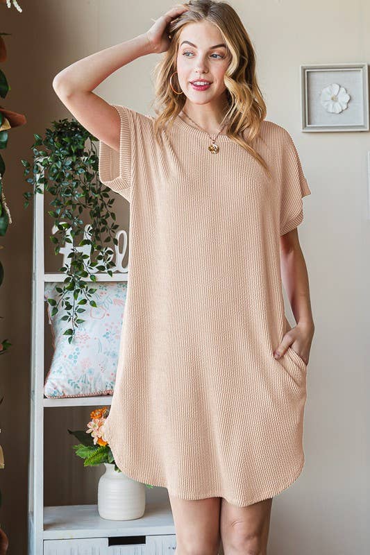 URBAN RIBBED MINI DRESS WITH SIDE POCKET