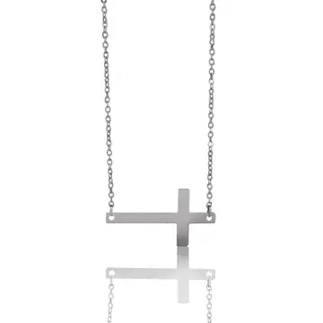 Stainless Steel Horizontal Cross Necklace