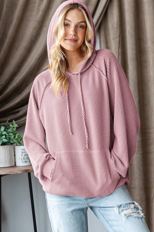 Long Puff Sleeve Drawstring Hoodie