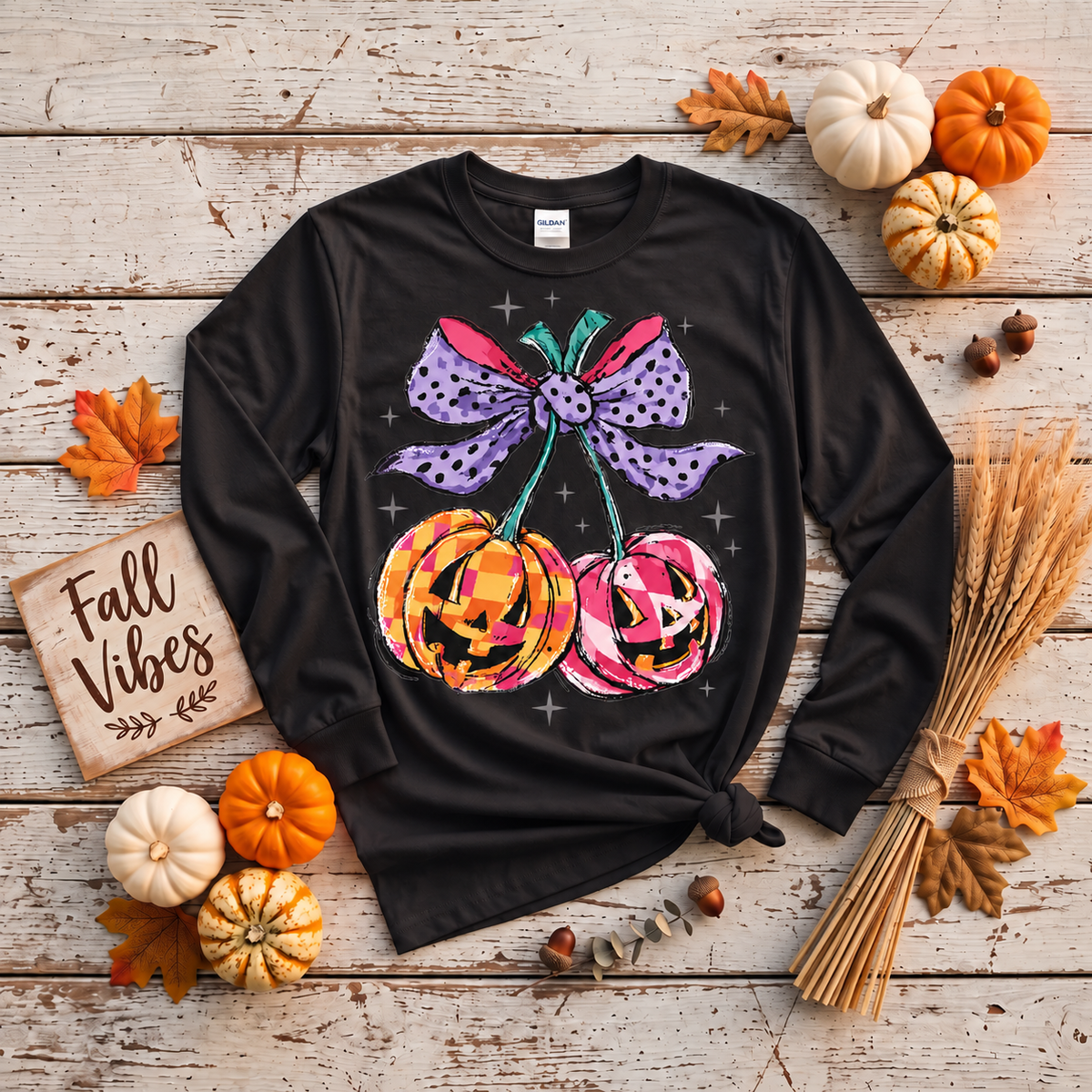 Sweet & Spooky Pumpkin Cherry Graphic Shirt