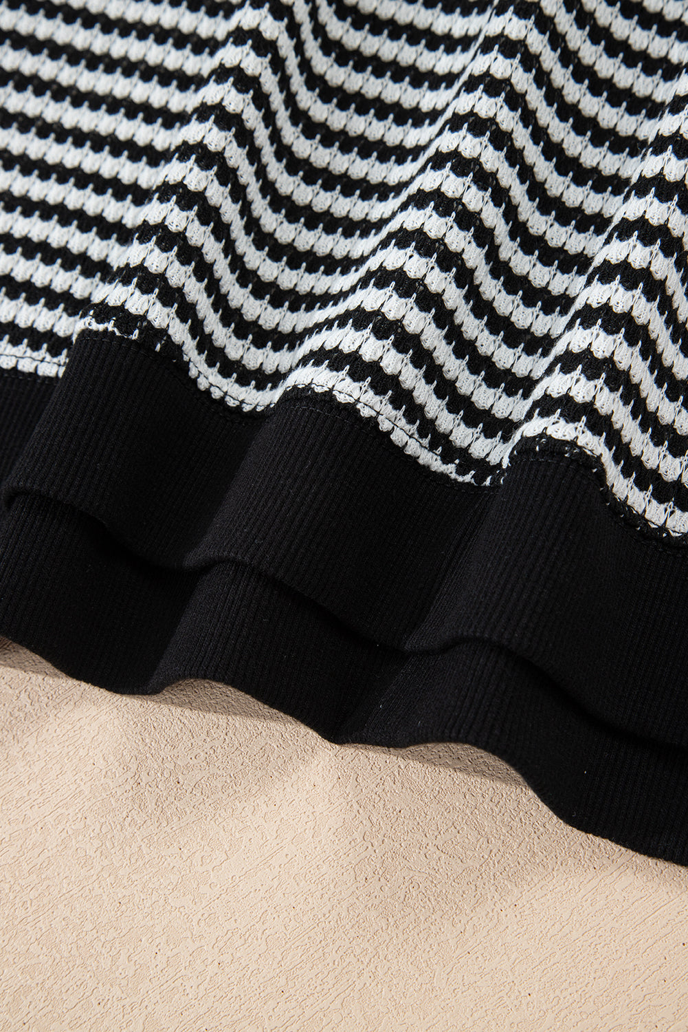 Red Stripe Ribbed Trim Drop Shoulder Long Sleeve Oversized Top