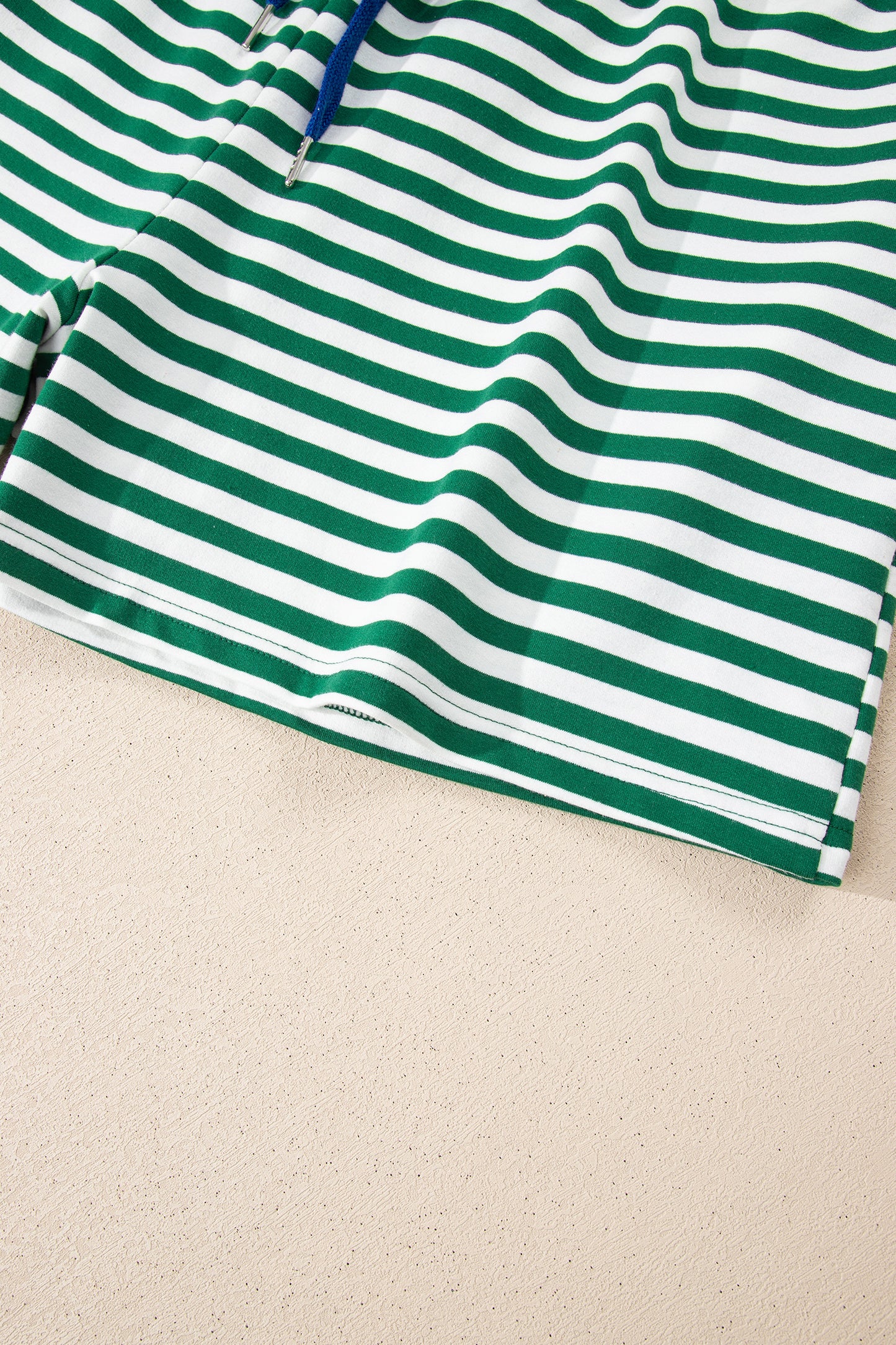 Rose Stripe Boxy Tee Drawstring Elastic Waist Plus Size Short Set