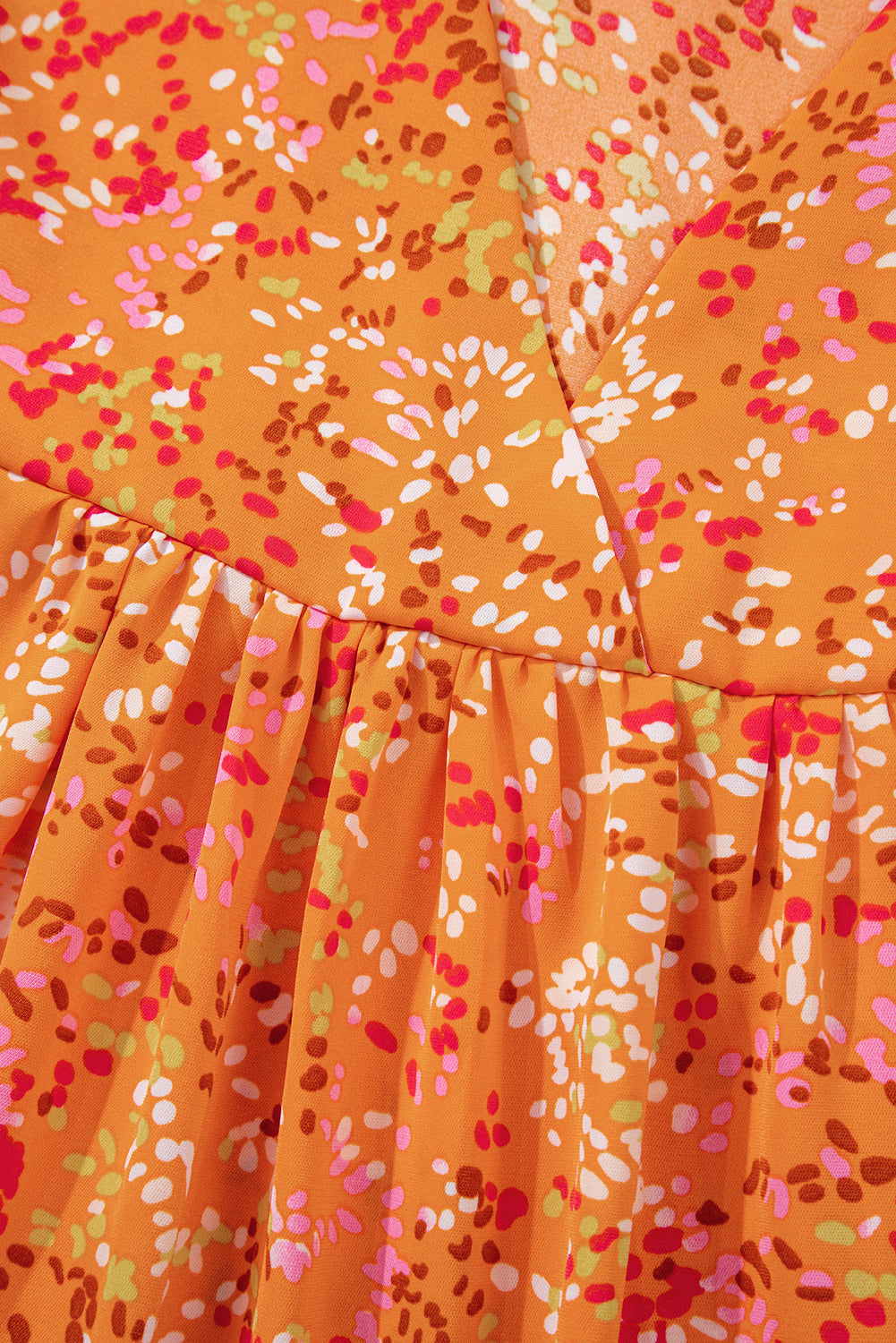 Bonbon Abstract Print Loose Fit Collared V Neck Babydoll Blouse