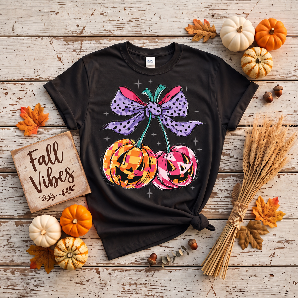 Pretty Spooky Pumpkin Cherries Graphic T-Shirt